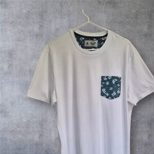 Original Penguin White Tee with Blue Floral Pocket